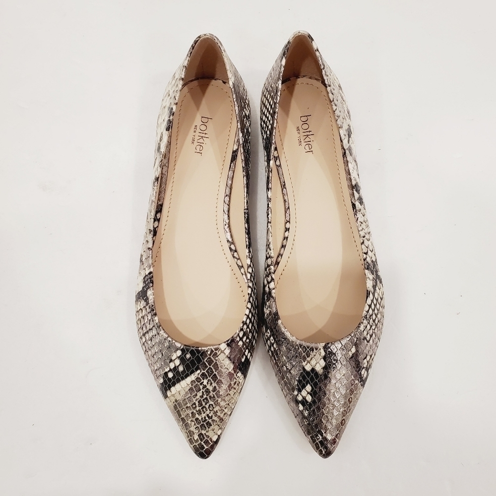 NEW BOTKIER Annika Metallic Snake Gray Pointed Toe Flats